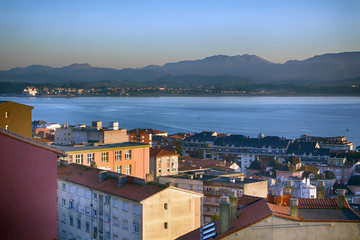 general view from up at dusk in the city of Santander, Spain
