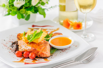Healthy grilled salmon.