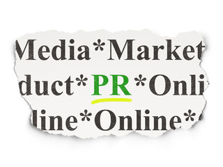 Marketing concept: PR on Paper background
