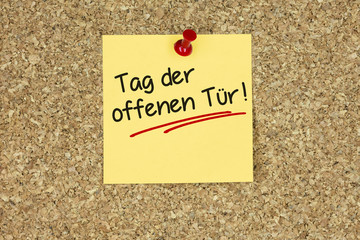 Tag der offenen Tür! kork Bord