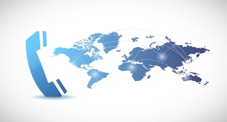 phone and world map illustration design