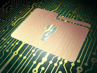 Fototapeta premium Finance concept: circuit board with Folder With Keyhole
