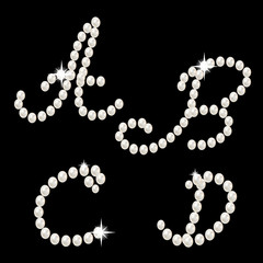 Letters of english alphabet romantic with pearls