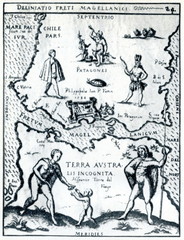 Fototapeta na wymiar Strait of Magellan; 1626, Hulsius, Deliniatio Freti Magellanici