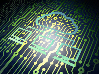 Cloud technology concept: circuit board with Cloud Network