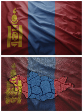 Mongolia flag and map collage