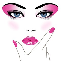 Naklejki  makijaż z różowymi cieniami do powiek