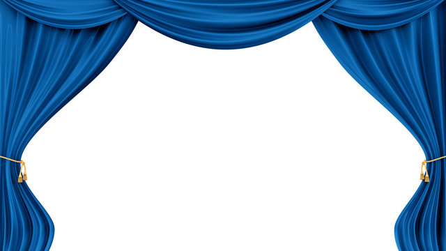 render of blue curtains