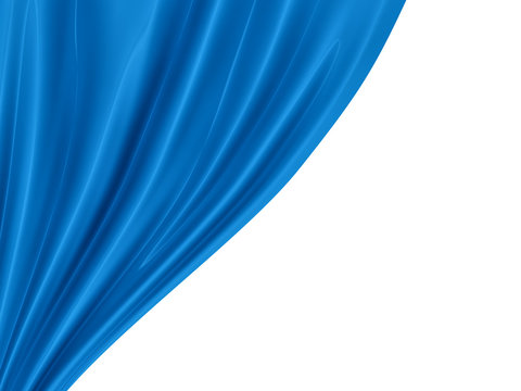 Render Of Blue Curtain, Isolated On White