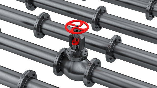render of pipes with a valve