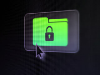 Business concept: Folder With Lock on digital button background