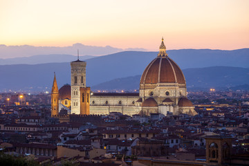 Fototapeta na wymiar Sunst view of Cathedral Santa Maria del Fiore, Florence