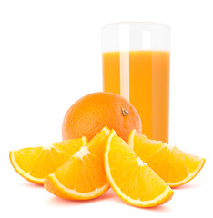 Juice glass and orange fruit
