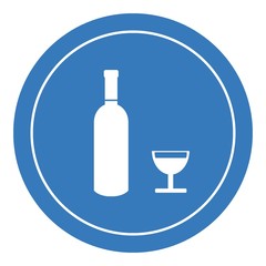 Bouteille et verre de vin dans un panneau