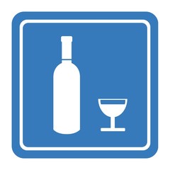 Bouteille et verre de vin dans un panneau