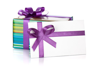 Gift box and letter with ribbon and bow