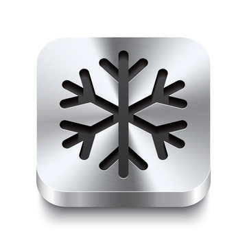 Square Metal Button Perspektive - Snowflake Icon