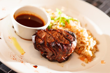 steak with sauce