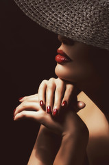 Naklejka premium Portrait of beautiful young woman with makeup