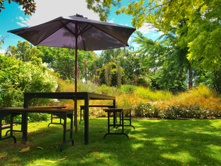 garden furniture in the shadow © creativenature.nl