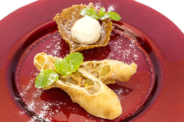 strudel with ice cream