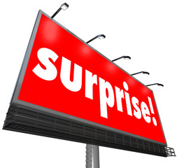 Obraz premium Surprise Red Billboard Banner Advertisement Shocking Discovery