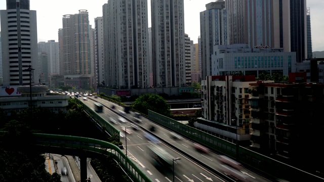 Heavy traffic and flyover in Shenzhen,China