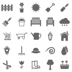 Gardening icons on white background