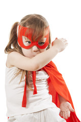 Superhero girl in a red