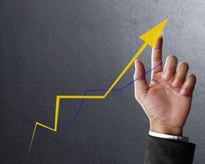  financial symbols coming from hand