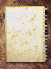 Book blank on old  wood background