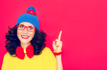 funny girl with index finger