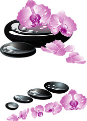 Obraz na płótnie Canvas Spa Stones and Orchid flowers