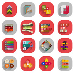 Infographic inside colorful circles. Flat icon set