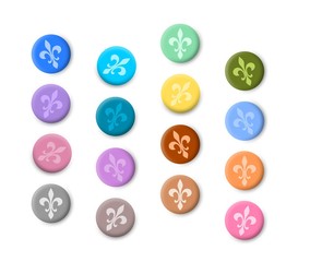 Fleur de lis coloured buttons