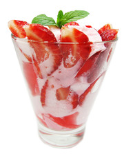 strawberry fruit dessert with yogurt