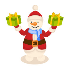 Snowman with gift. Vector.