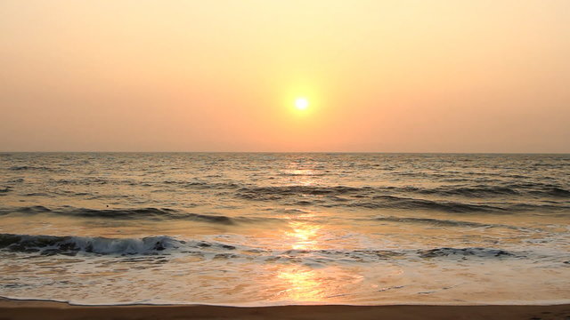 Evening scene with sunset on sea