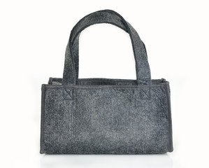 The gray bag on a white background.