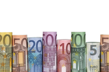 Euro Scheine in einer Reihe
