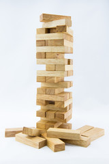 Blocks of wood isolated on white background