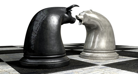Bull And Bear Market Trend Chess Pieces