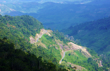 Khanh Le mountain pass, a danger route link Dalat with Nha Trang, Viet beautiful scenery with...