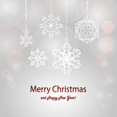 Christmas background with white snowflakes - obrazy, fototapety, plakaty