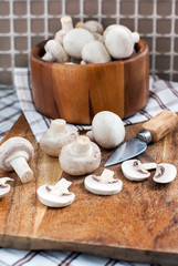 Fresh champignon mushrooms
