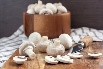 Fototapeta na wymiar Fresh champignon mushrooms