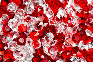 transparent and red glass stones