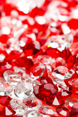 Fototapeta na wymiar transparent and red glass stones