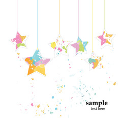 Stars with spot colorful ink splashes background vector