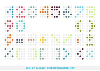 Rounded pixel art numbers and mathematical signs